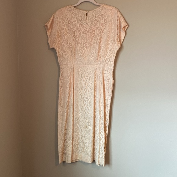 Vintage Light Pink Lace Midi Short Sleeve Dress 1950’s Cocktail - Picture 7 of 15